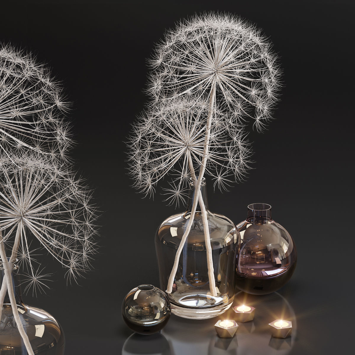 Decor set 13 Heracleum plant white 3D model_1