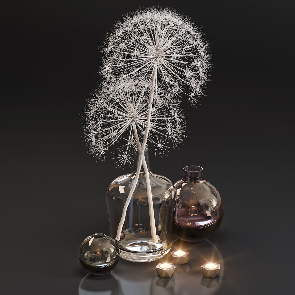 Decor set 13 Heracleum plant white 3D model_2