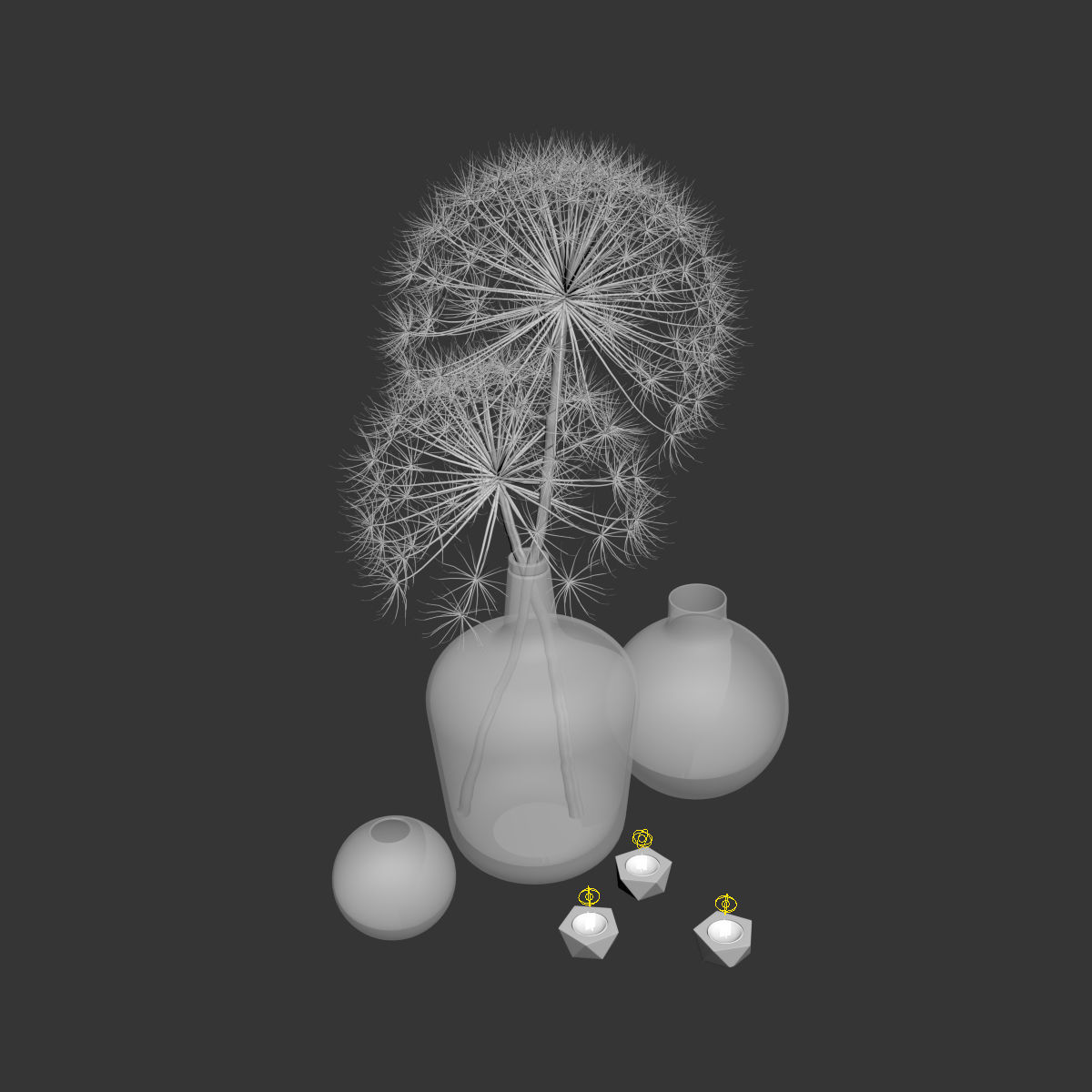 Decor set 13 Heracleum plant white 3D model_6