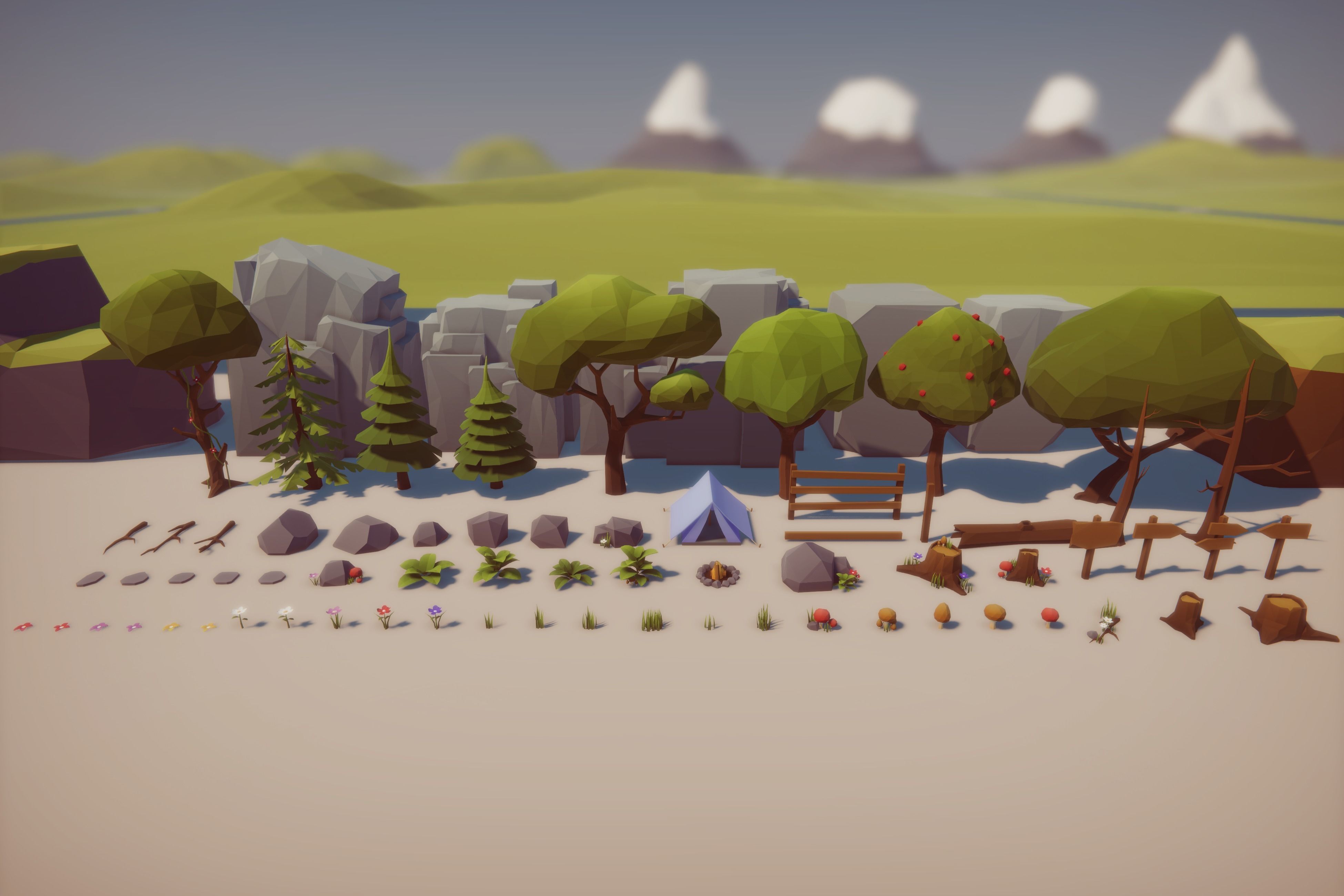 Low Poly Nature Gradient Pack Low-poly 3D model_2