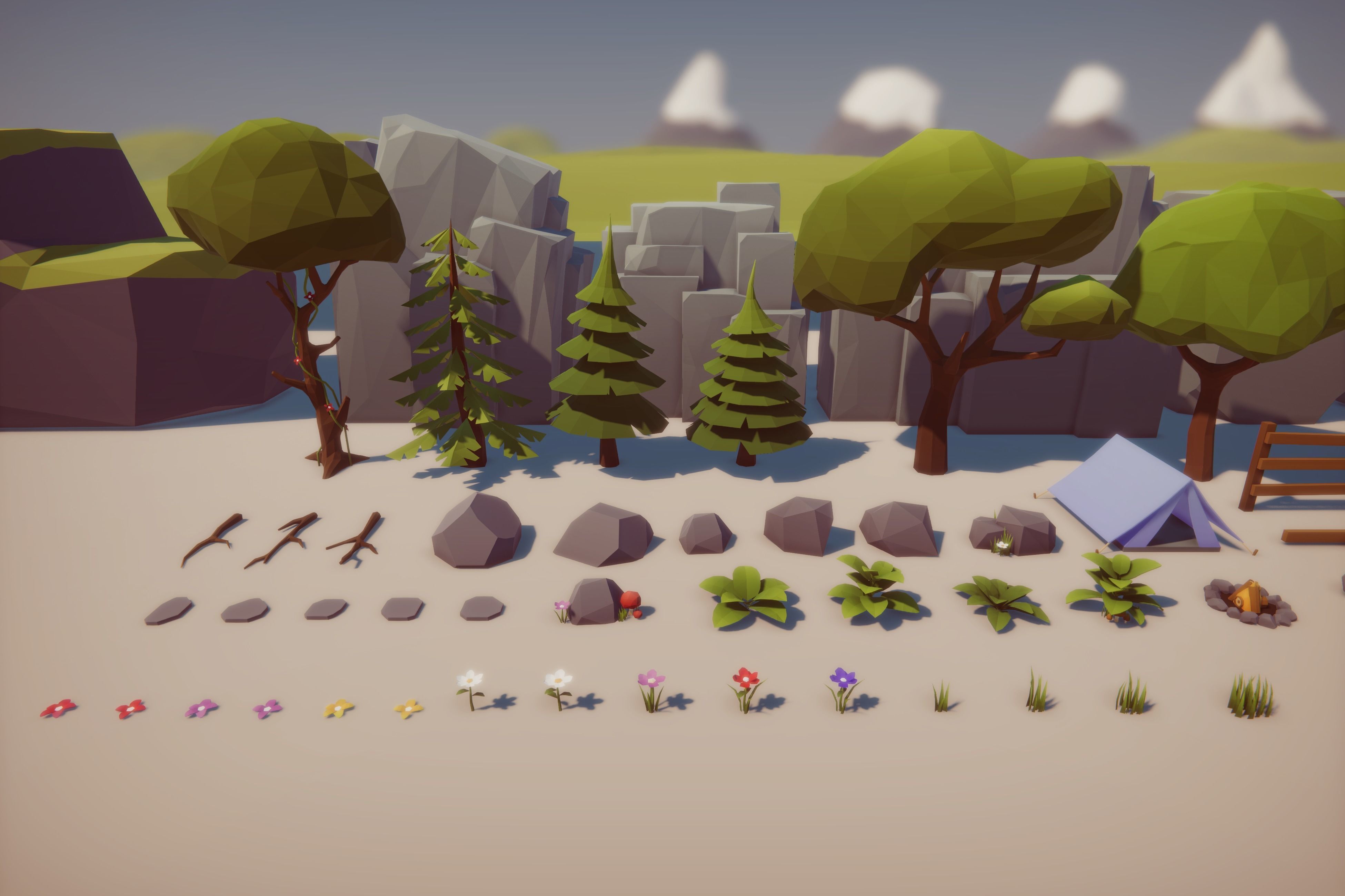 Low Poly Nature Gradient Pack Low-poly 3D model_3