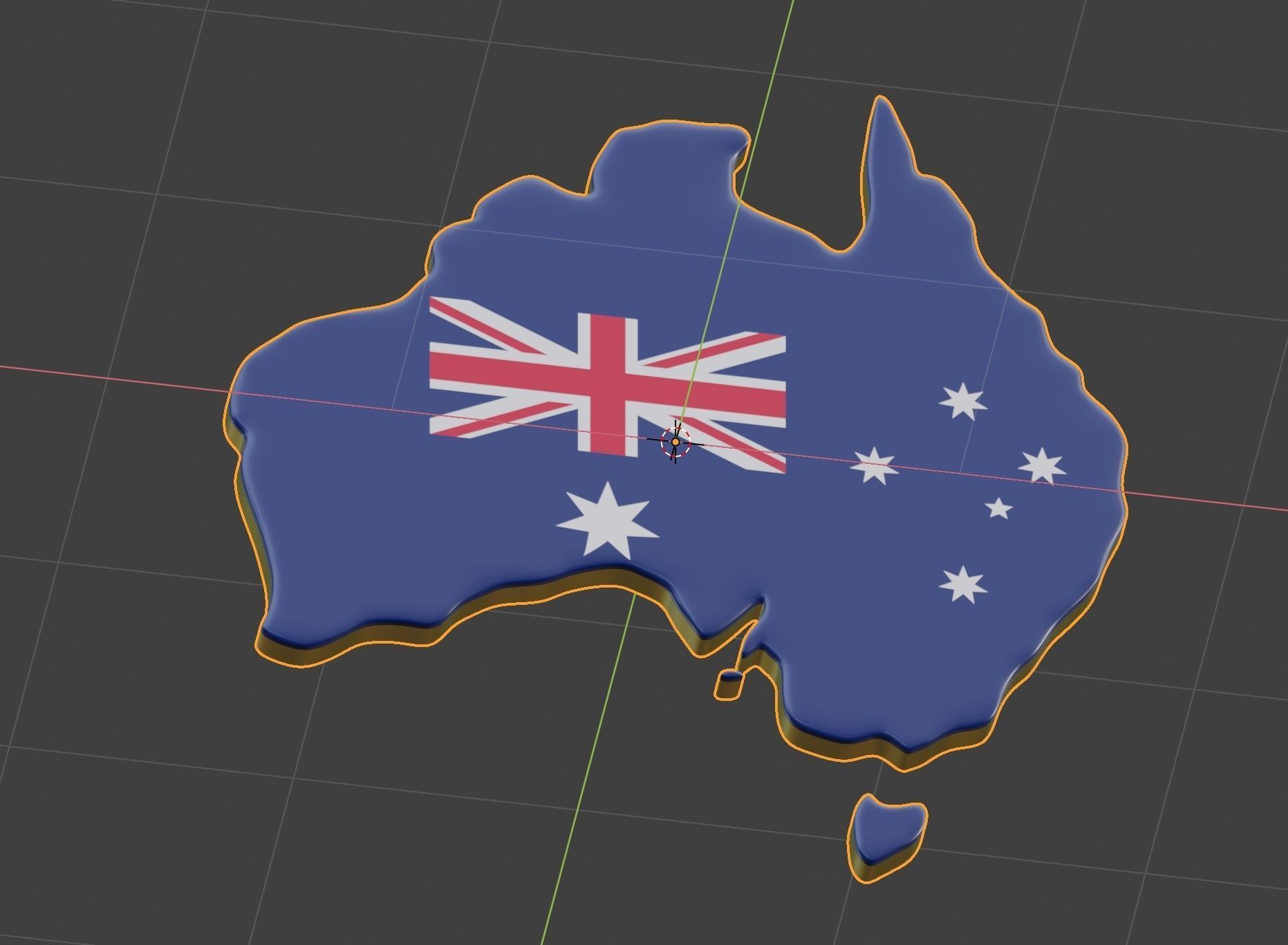 Map of Australia land border with flag 3D model_2