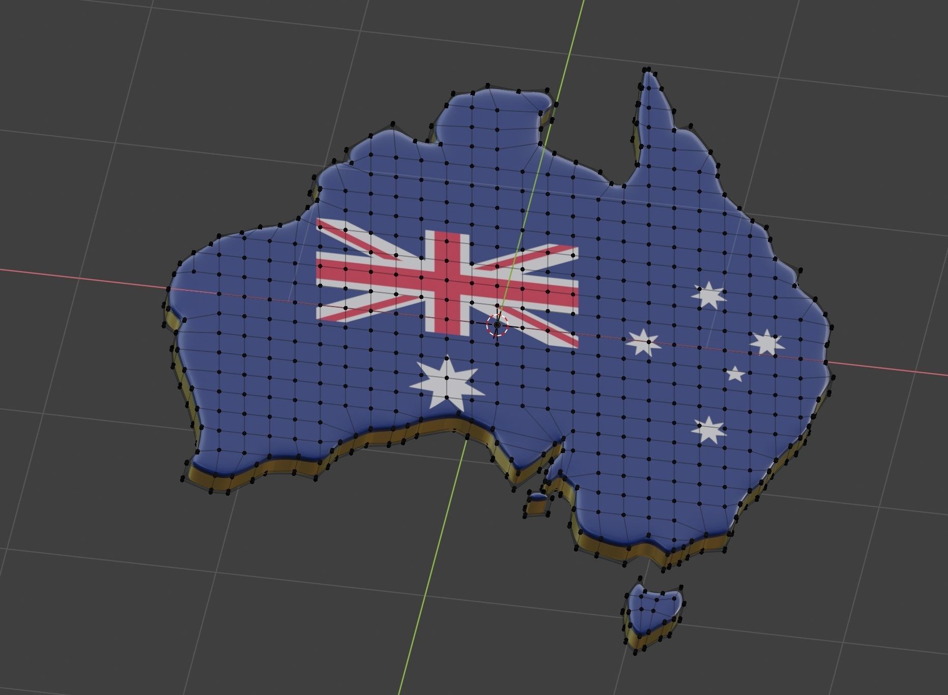 Map of Australia land border with flag 3D model_3