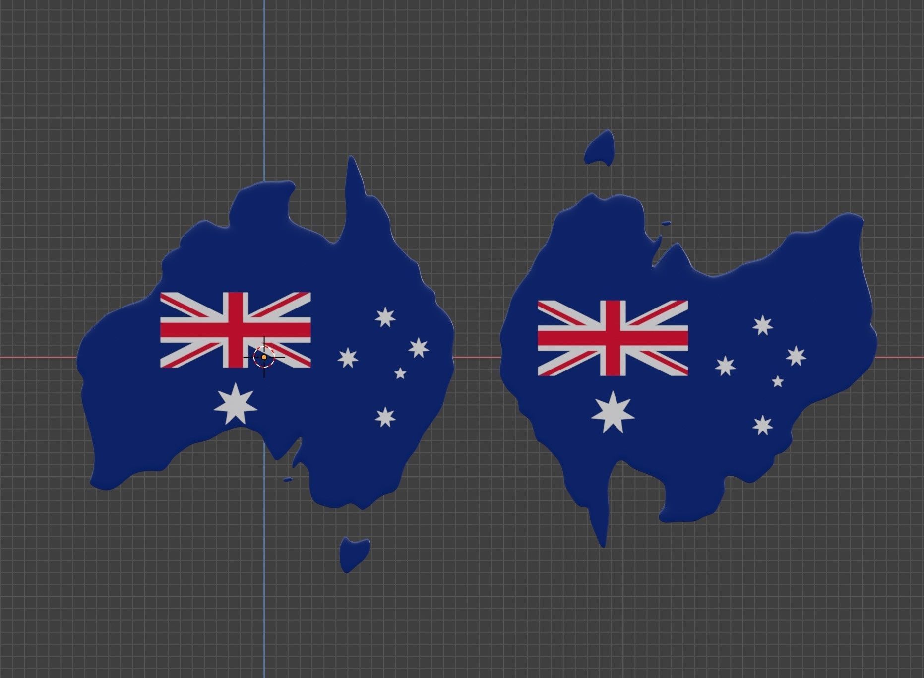 Map of Australia land border with flag 3D model_1