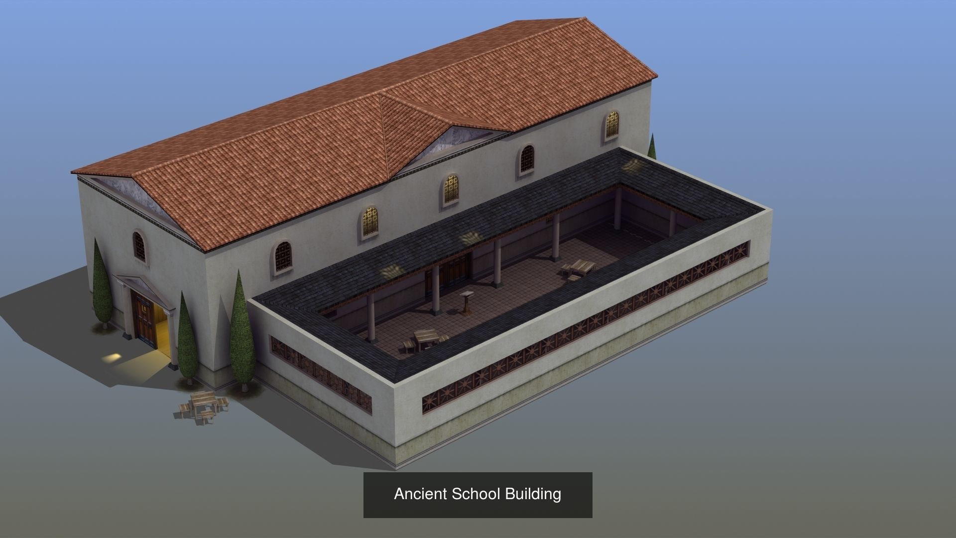 Ancient Building Set 03 3D Model Collection_3