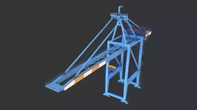 PBR Quayside Container Crane Version 1 - Blue Orange Low-poly 3D model