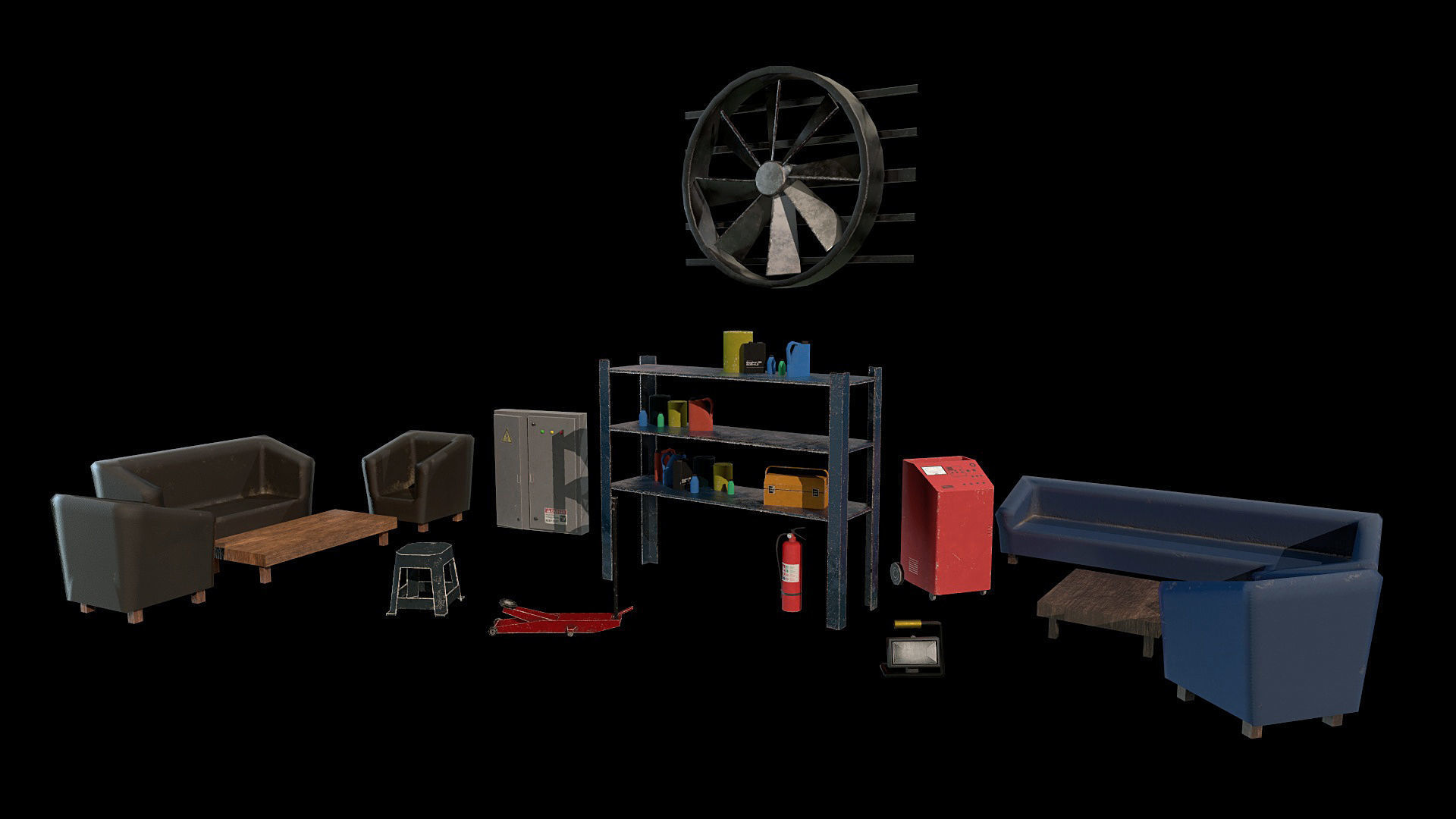 Garage 01 Low-poly 3D model_10