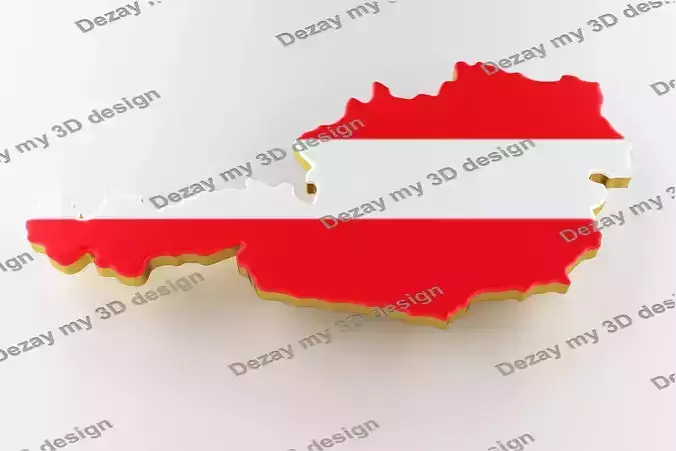 Austria map with flag Land plot of Austria
