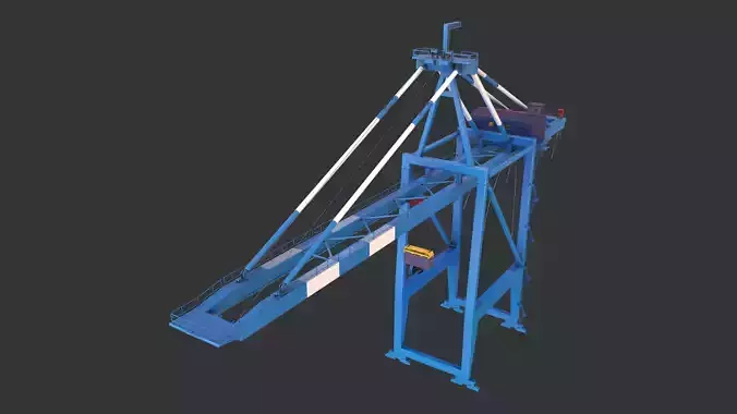 PBR Quayside Container Crane Version 1 - Blue White Low-poly 3D model