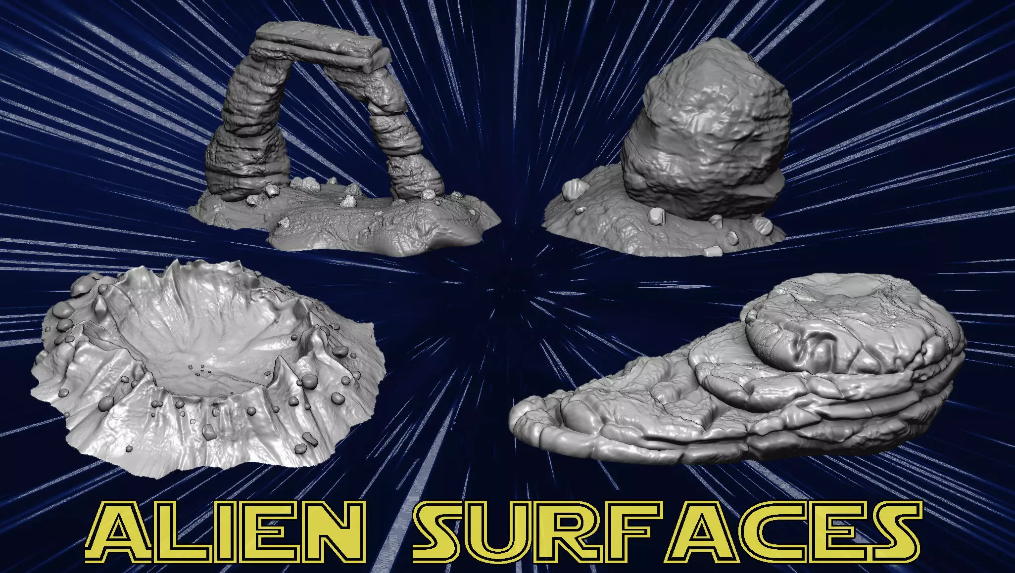 Alien surface 3D print model_0