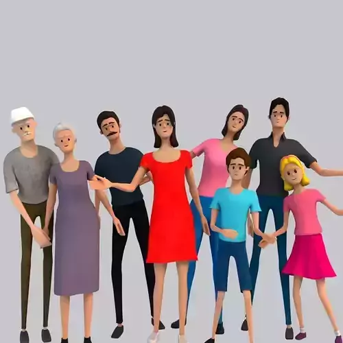 Cartoon Family Rigged 3D 3D model
