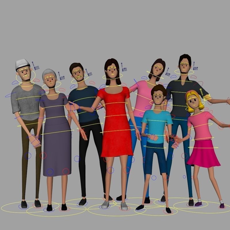 Cartoon Family Rigged 3D 3D model_2