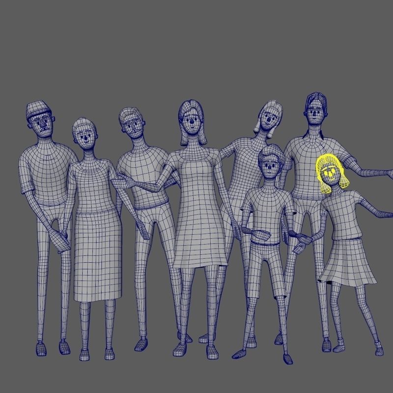 Cartoon Family Rigged 3D 3D model_12