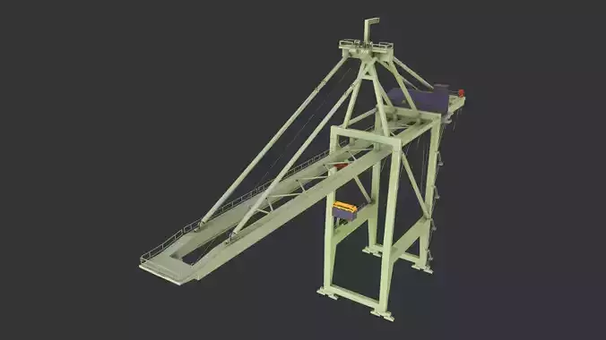 PBR Quayside Container Crane Version 1-  Green Light Low-poly 3D model