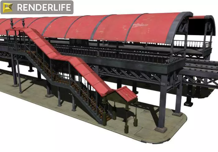 Elevated Train Station 3D model_0