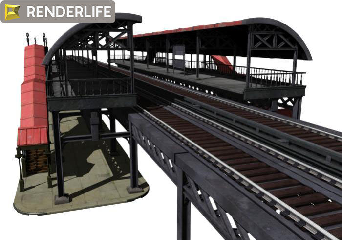 Elevated Train Station 3D model_7