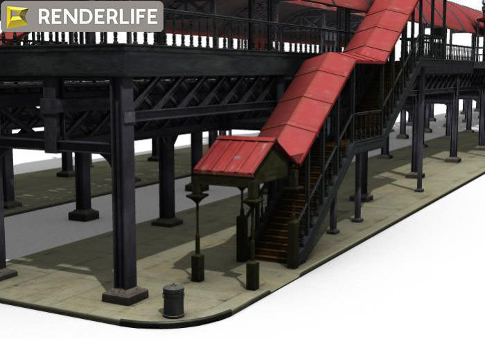 Elevated Train Station 3D model_1