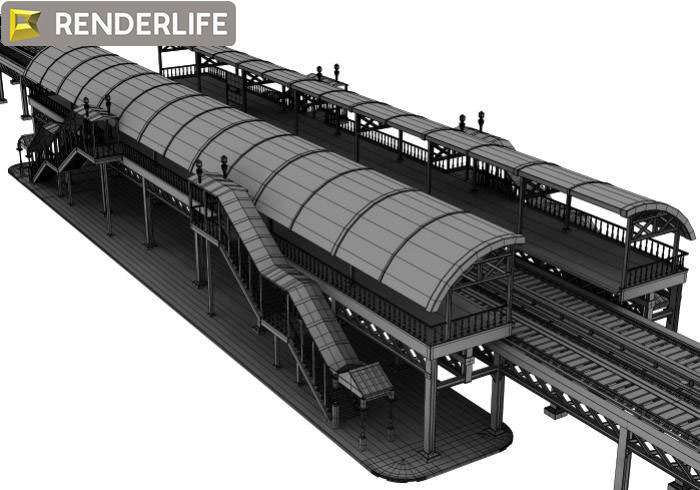 Elevated Train Station 3D model_4