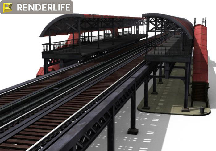 Elevated Train Station 3D model_6