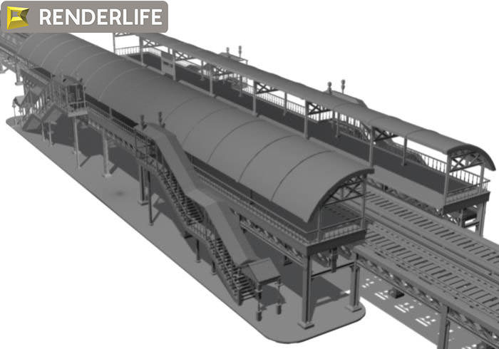 Elevated Train Station 3D model_8