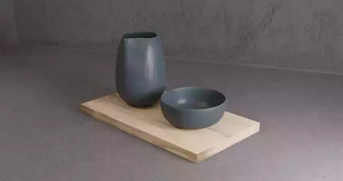 Pot and Bowl Set - Blue Tint