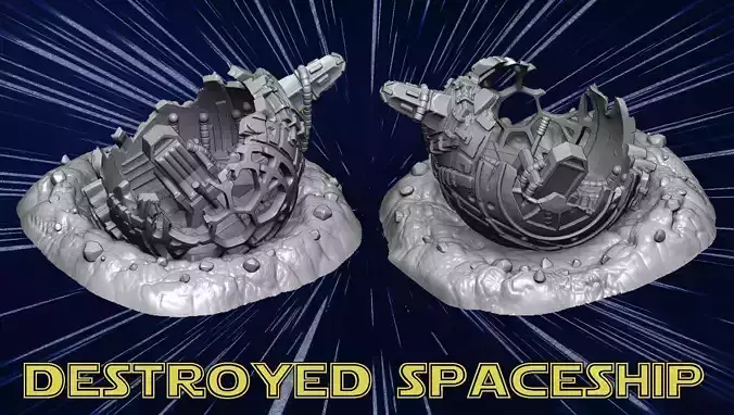 destroyed spaceship 3D print model