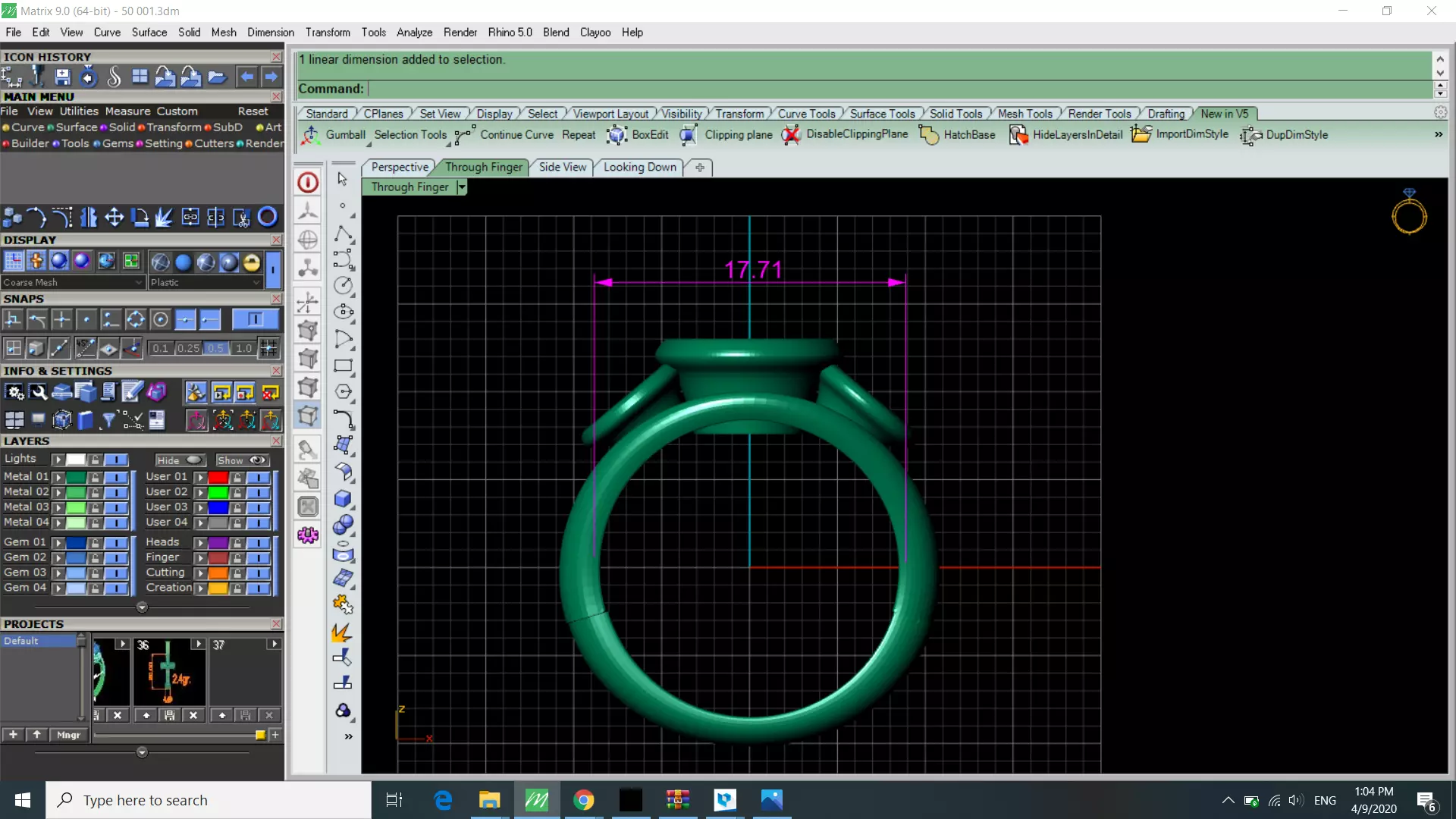 ring 3 stones 3D print model_0