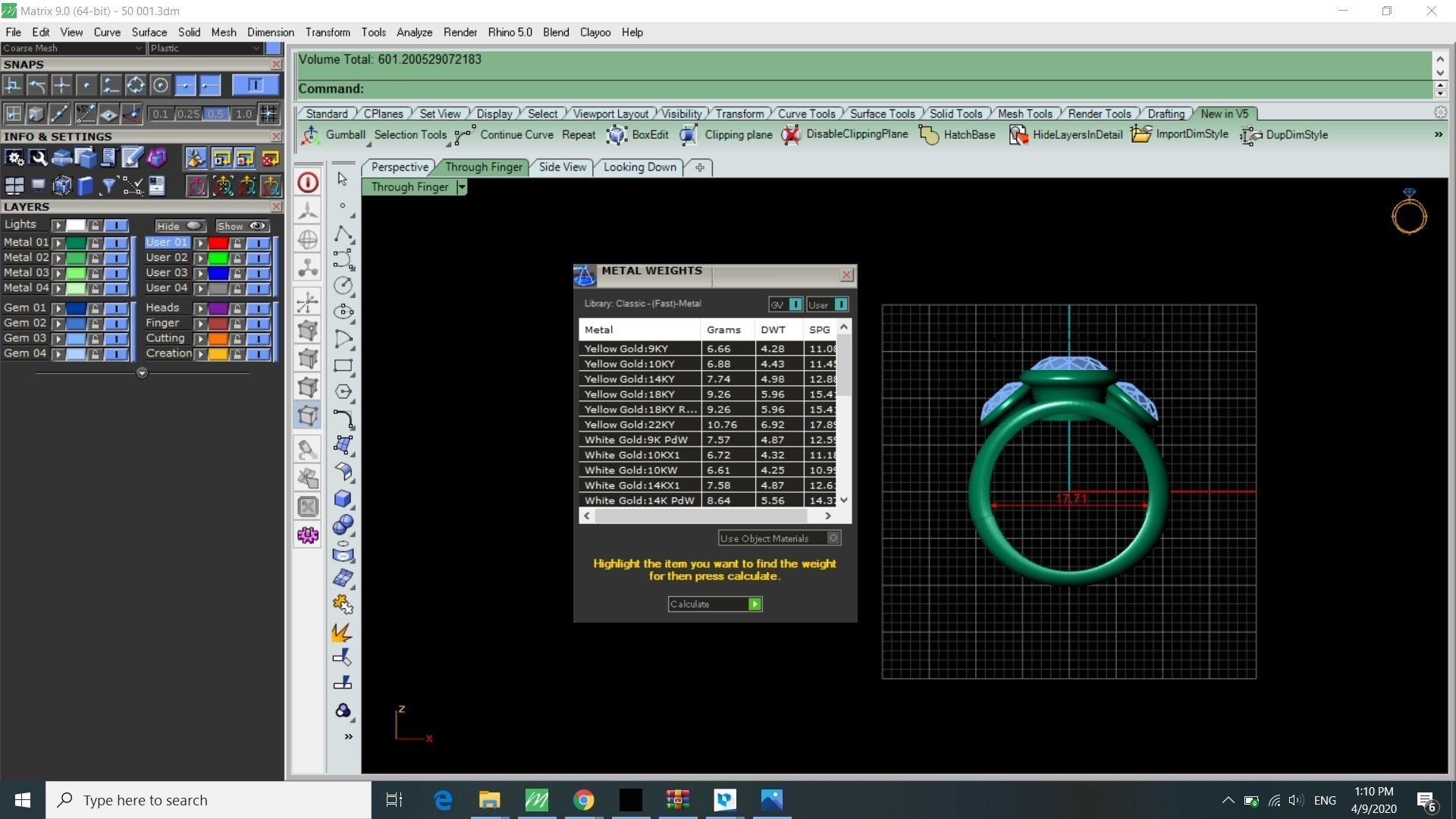 ring 3 stones 3D print model_1