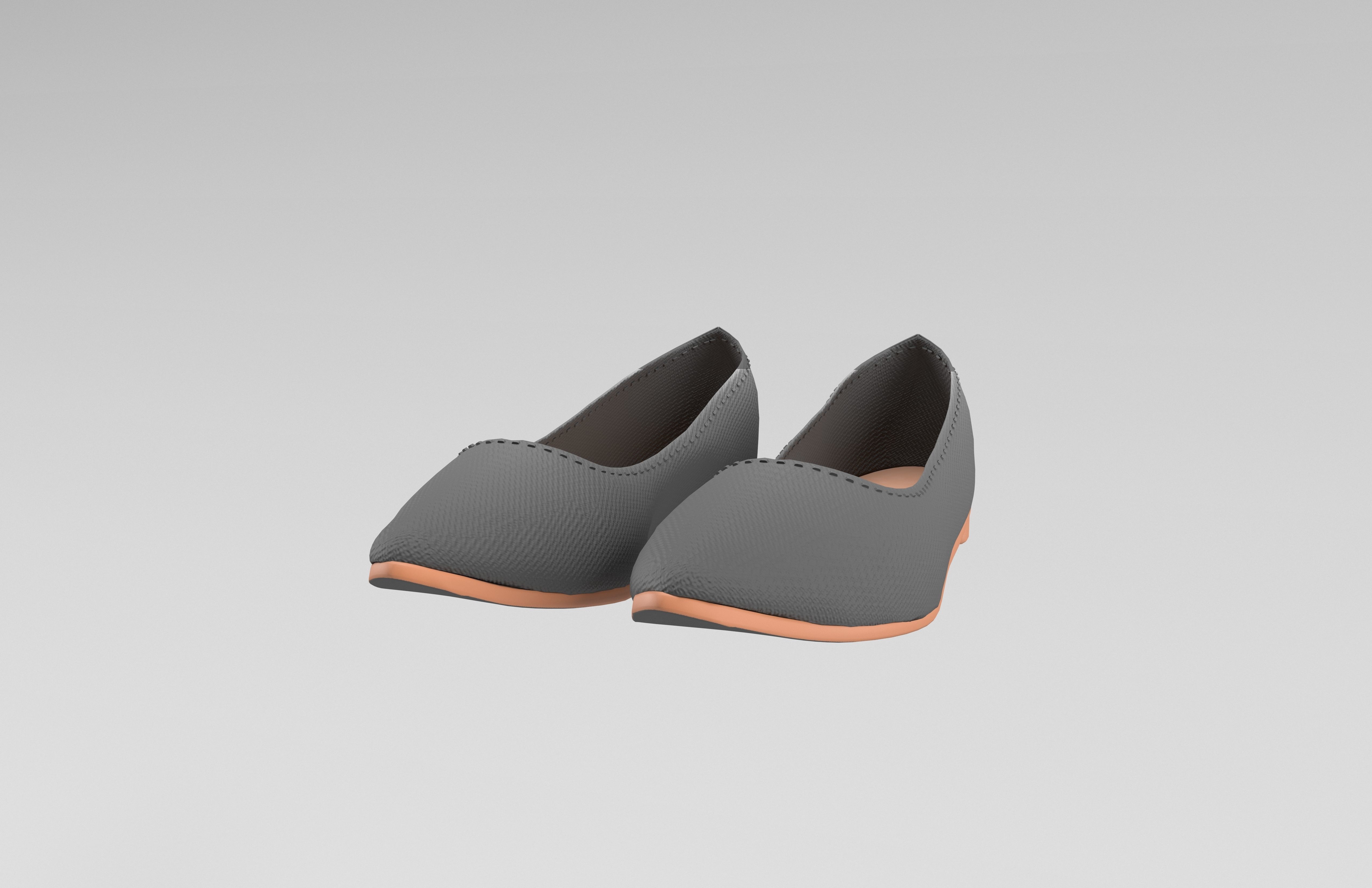 Flat Shoes v2 002 Low-poly 3D model_3