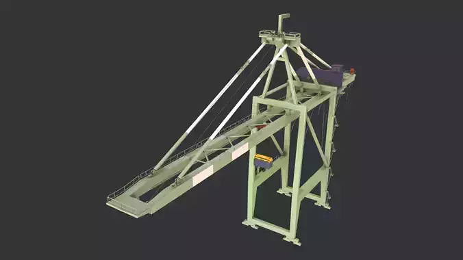 PBR Quayside Container Crane Version 1-  Green White Low-poly 3D model