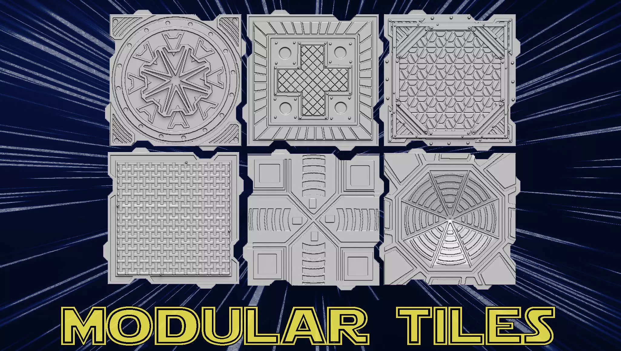 Modular tiles 3D print model_0