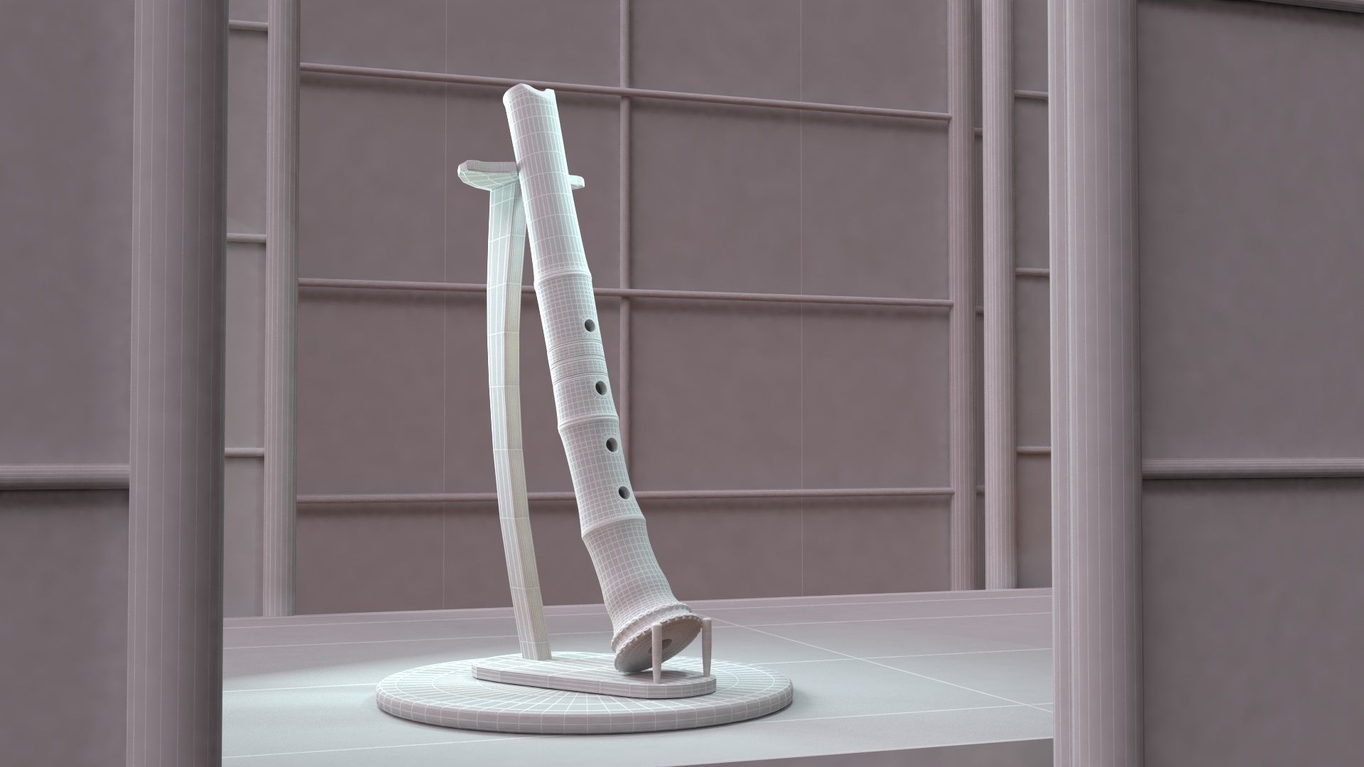 Flute Shakuhachi 3D model_3