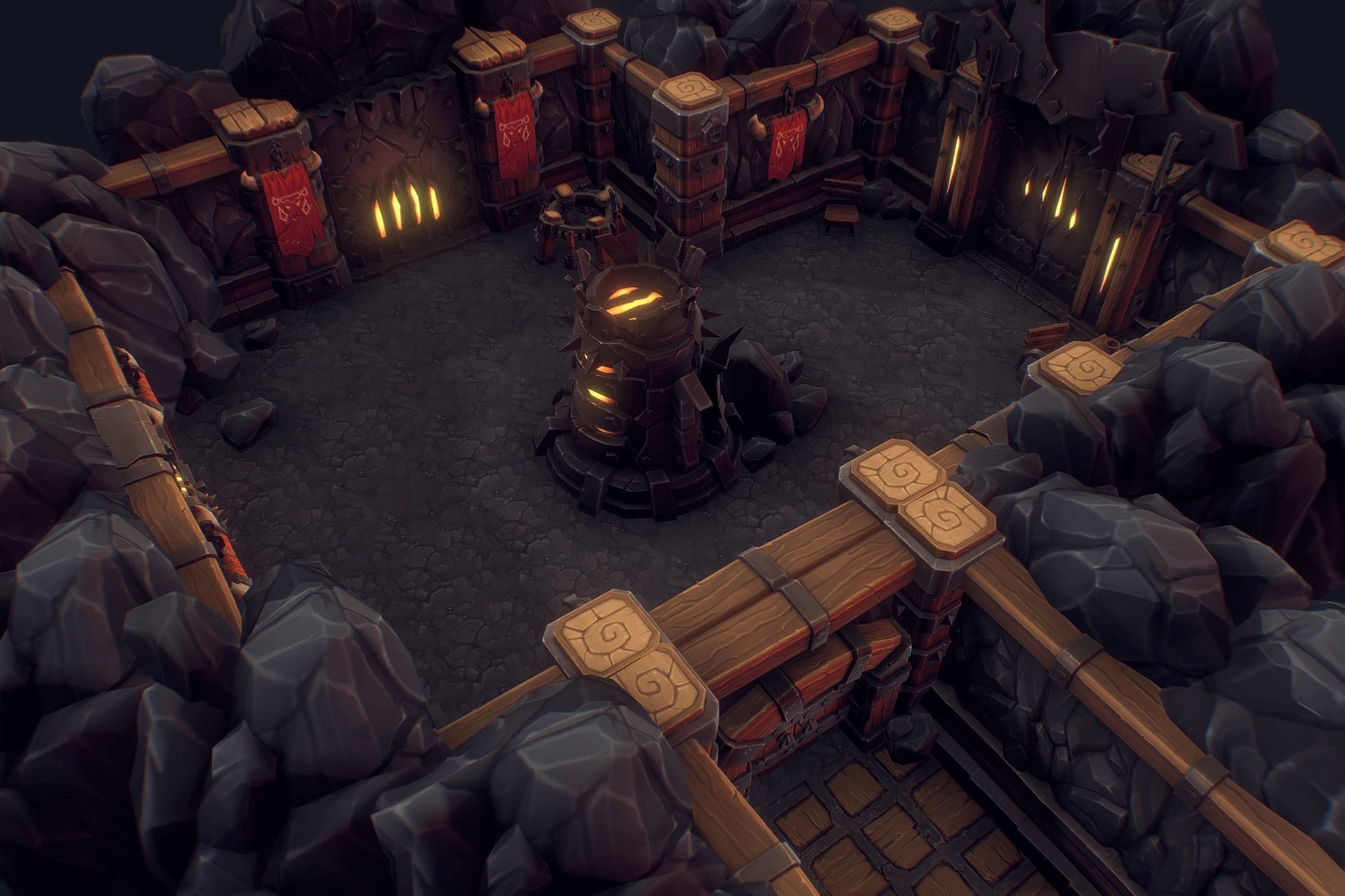 Orc Stronghold Dungeon - Low Poly Hand Painted Low-poly 3D model_1