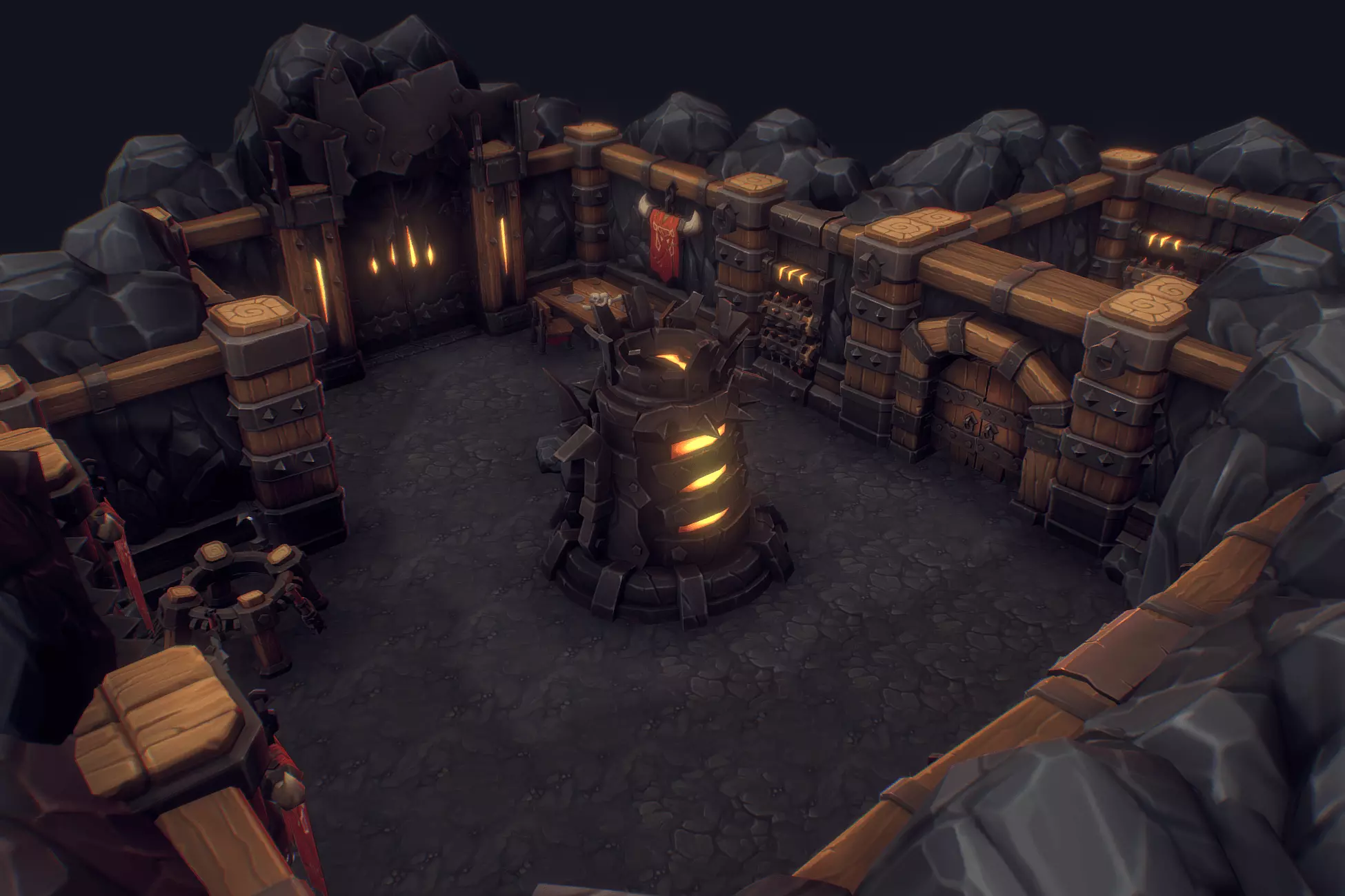 Orc Stronghold Dungeon - Low Poly Hand Painted Low-poly 3D model_0