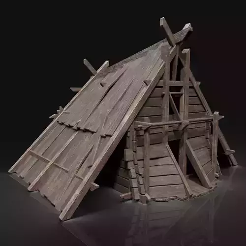 Viking Simple Hut Wooden House Cottage Medieval AAA Next Gen Free low-poly 3D model