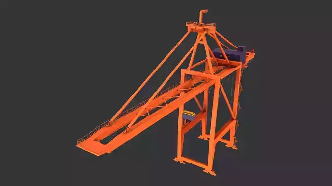 PBR Quayside Container Crane Version 1- Orange Low-poly 3D model