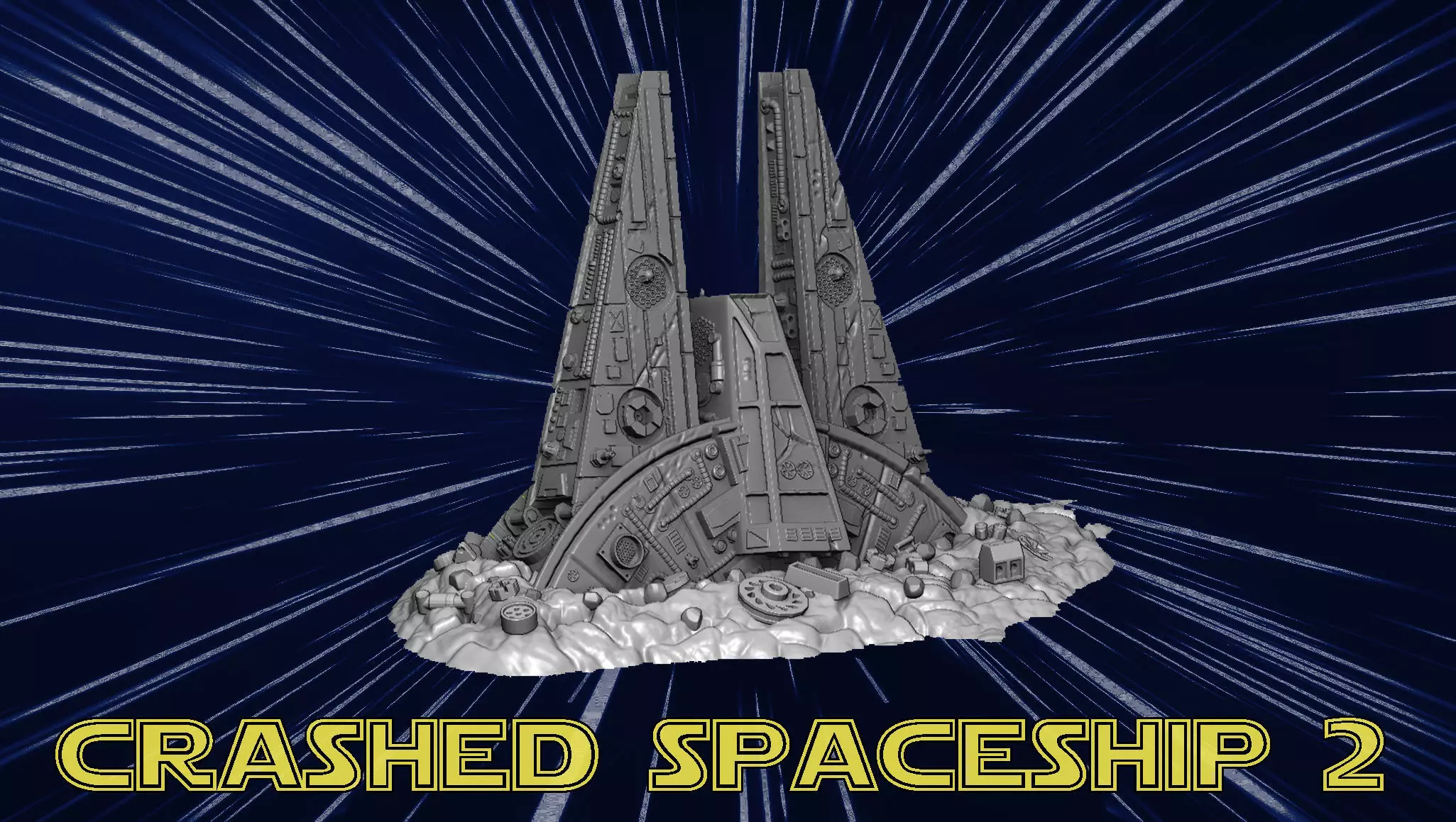 Crashed spaceship 2 3D print model_0