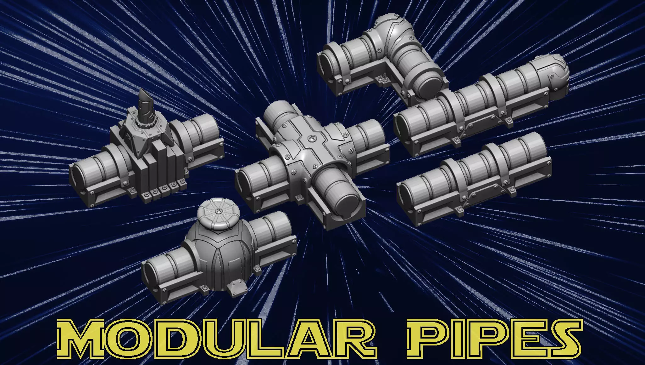 Modular pipes 3D print model_0