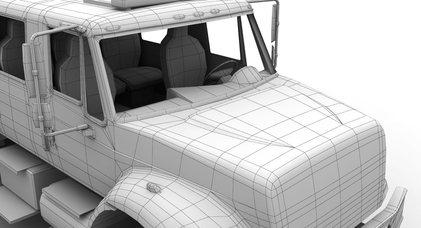 Fire Truck Yellow Low-poly 3D model_13