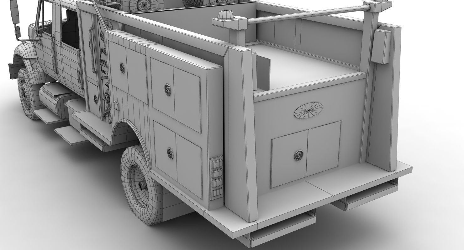 Fire Truck Yellow Low-poly 3D model_15