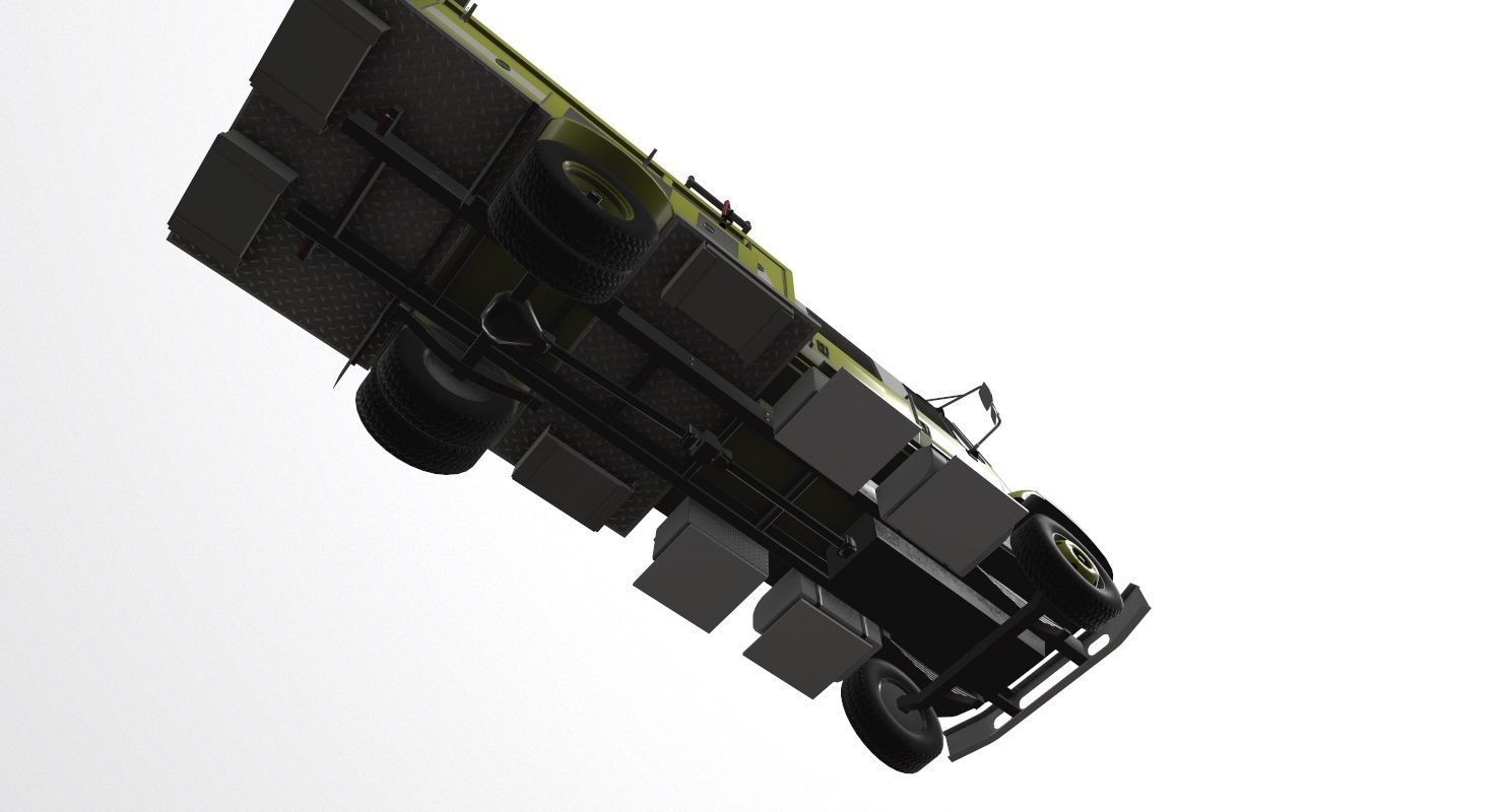 Fire Truck Yellow Low-poly 3D model_8