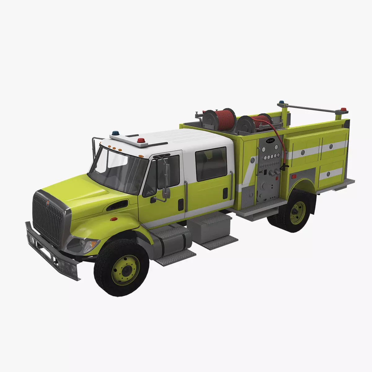 Fire Truck Yellow Low-poly 3D model_0