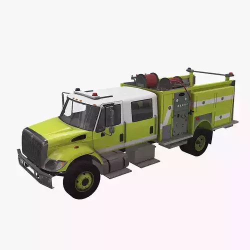 Fire Truck Yellow Low-poly 3D model