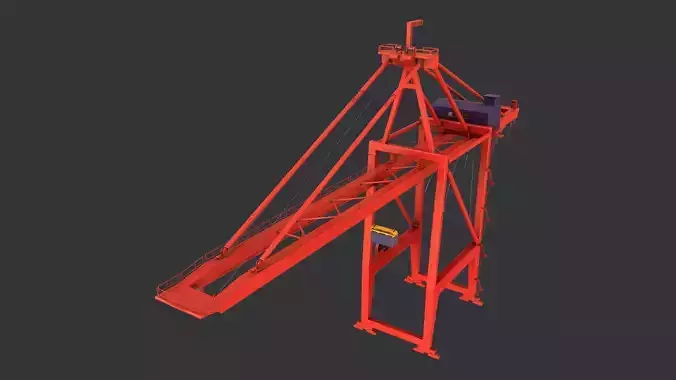 PBR Quayside Container Crane Version 1- Red Low-poly 3D model
