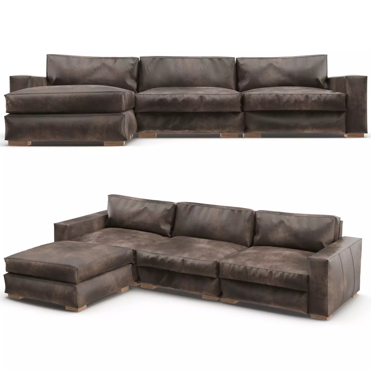 Restoration Hardware Maxwell Modular Leather Sofa 3D model_0