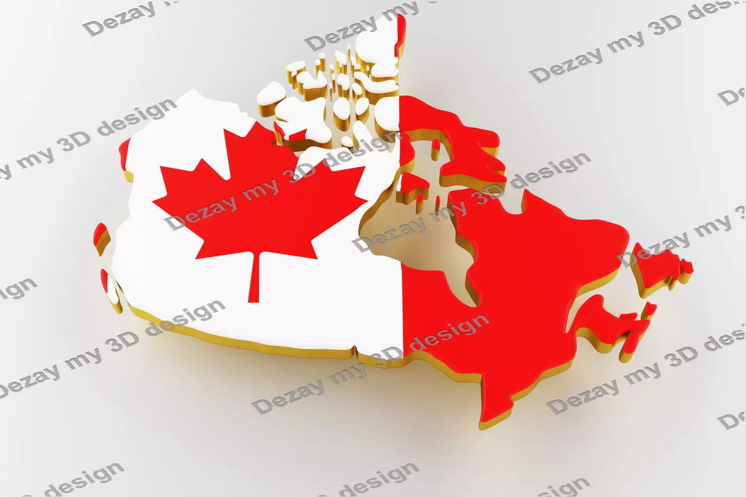 3D map of Canada Map of Canada land border with flag 3D model