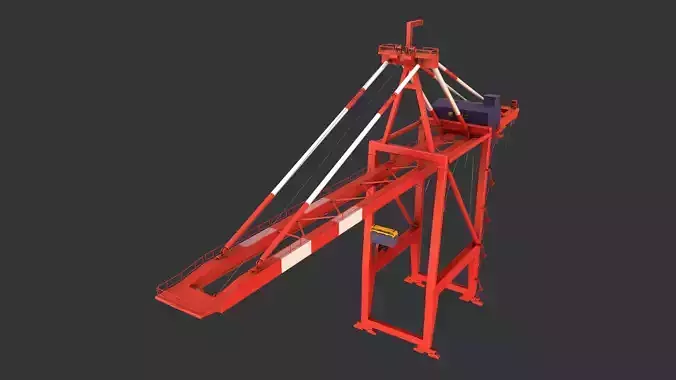 PBR Quayside Container Crane Version 1- Red White Low-poly 3D model
