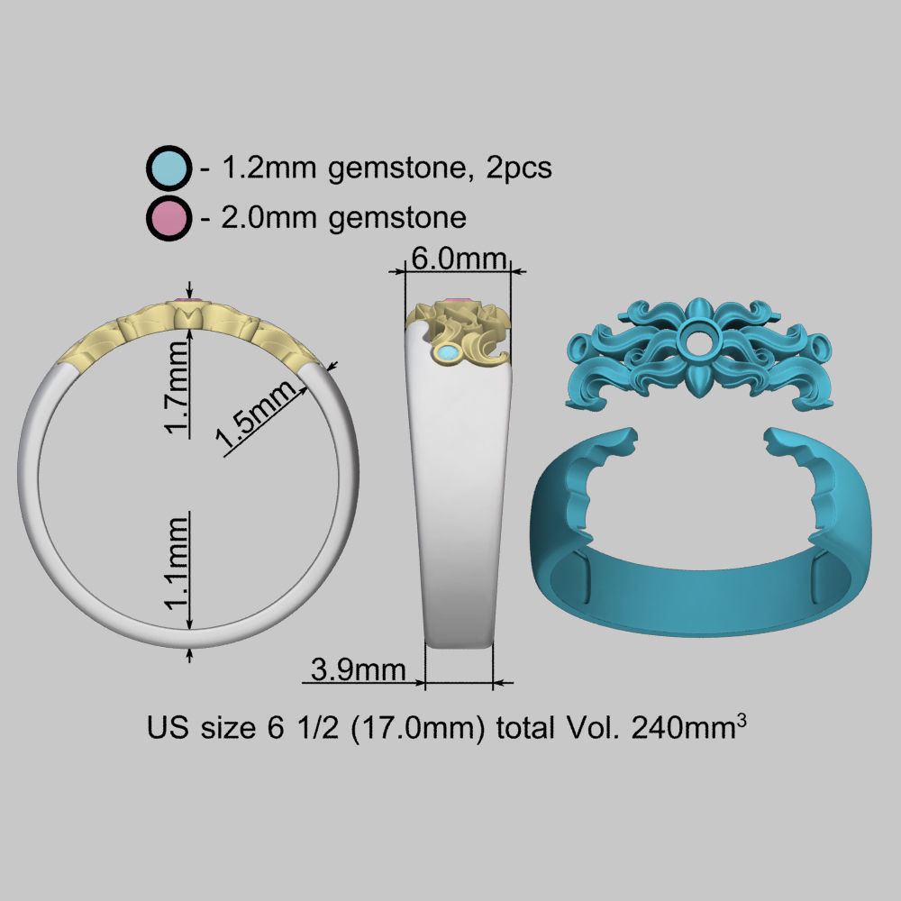 Sun Composite Gold Ring 3D print model_21