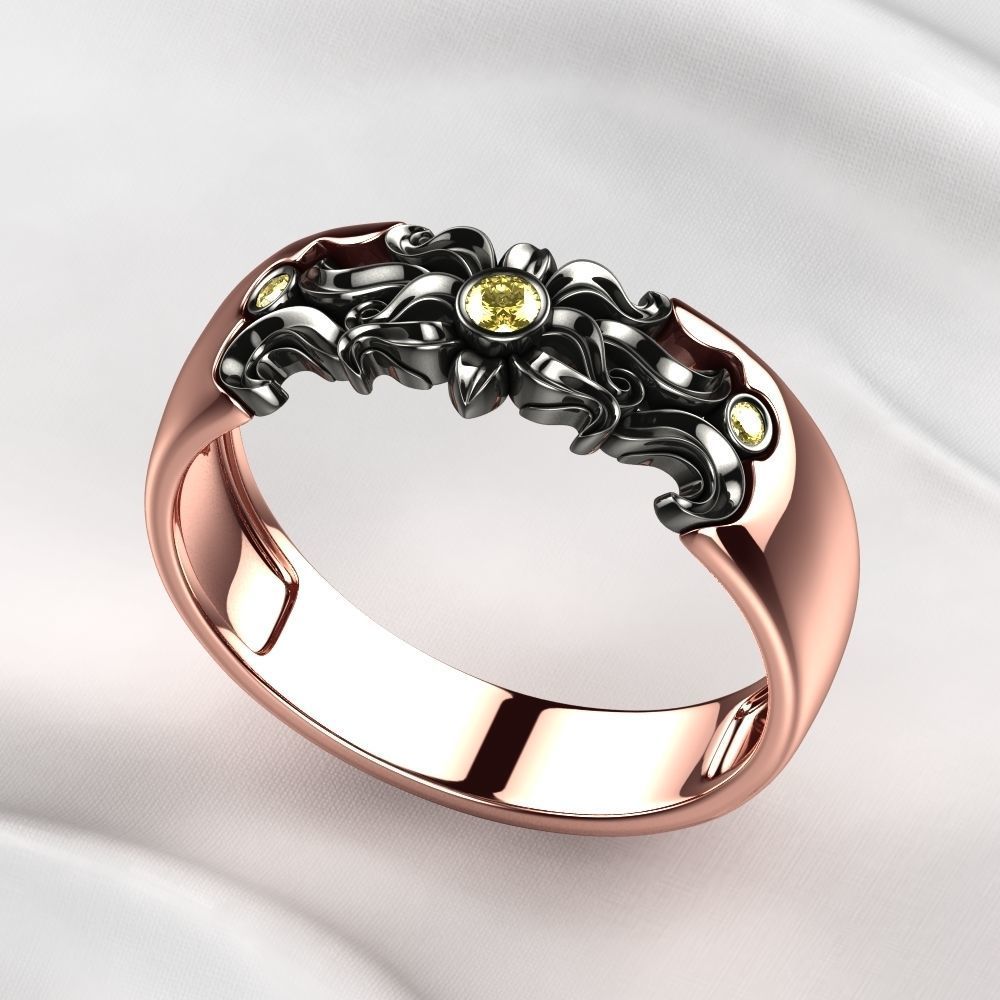 Sun Composite Gold Ring 3D print model_6