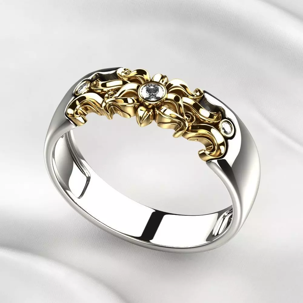 Sun Composite Gold Ring 3D print model_0